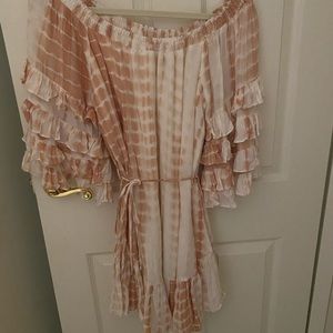 Vici off the shoulder ruffle tie dye dress